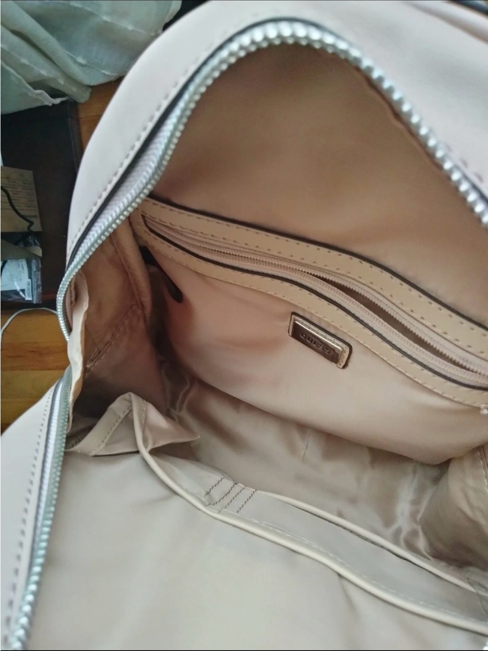 Guess Quilted Mini Backpack in Blush Pink - Women's Fashion Bag - Picture 2 of 4